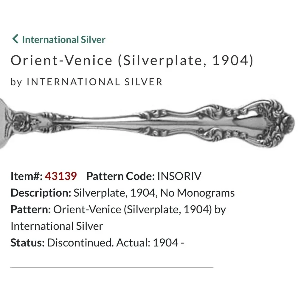 Holmes & Edwards Orient-Venice Silverplate Serving Fork and Ladle Set 1904 XIV